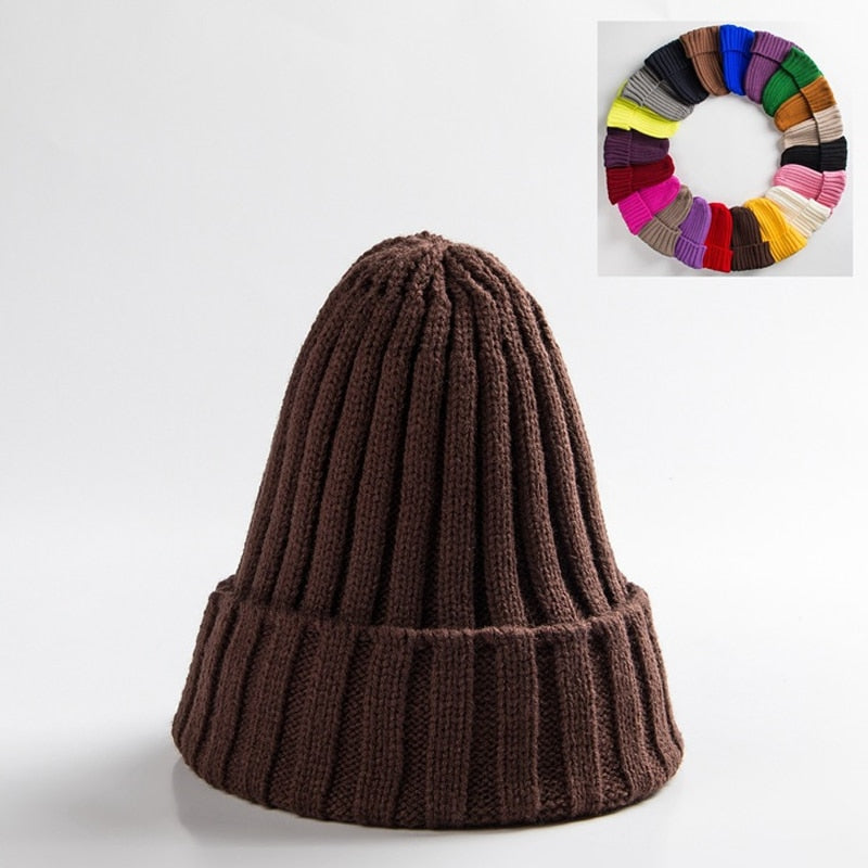 Cotton Blends Solid Warm Knitted Hat