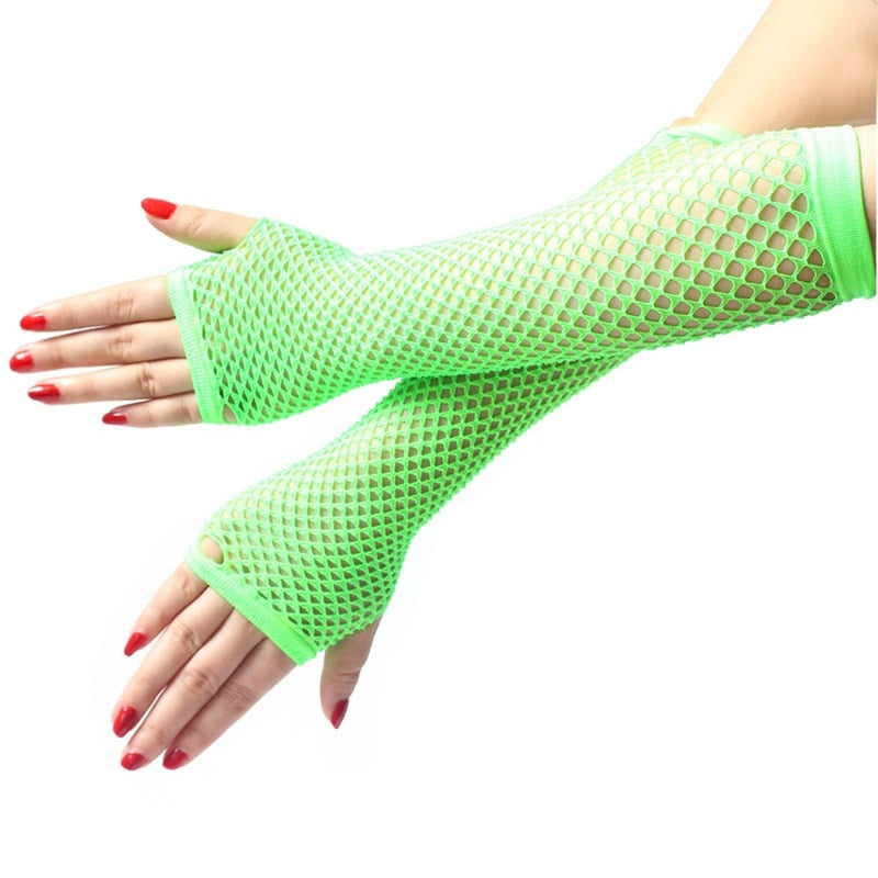 Stylish Long Black Fishnet Gloves