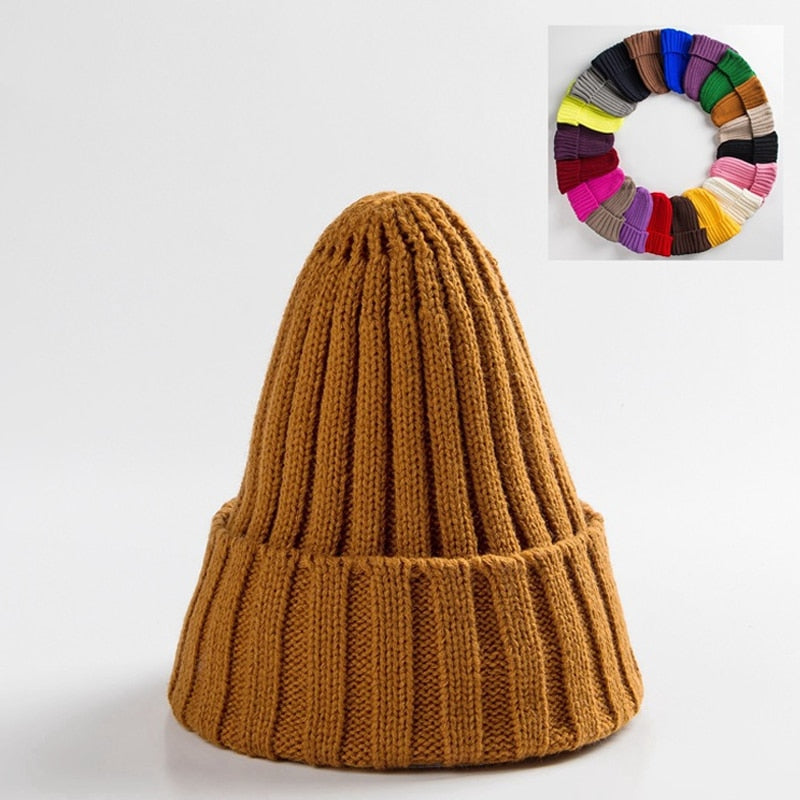 Cotton Blends Solid Warm Knitted Hat