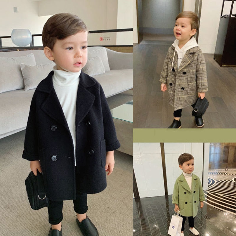 Double-breasted Trench Coat For Kids