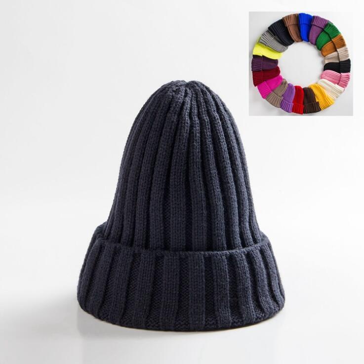 Cotton Blends Solid Warm Knitted Hat